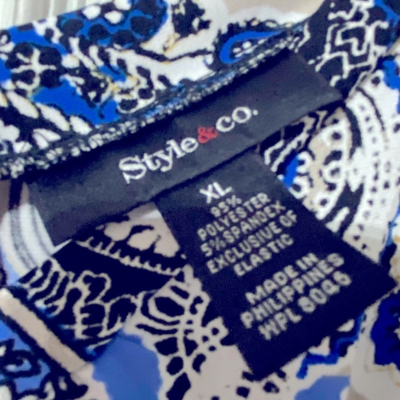 Style & Co Women’s Blouse V neck 3/4 sleeves Bright Flowy BlouseSize XL NWOT - Picture 2 of 5